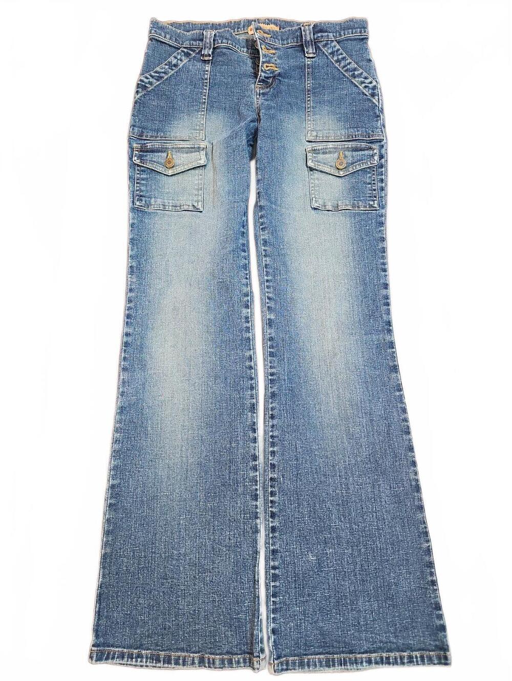 Bisou Jeans Flare  Leg Jeans Sz 10. High Waist 90’s/Y2K Button Denim Womens
